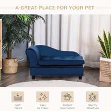 PawHut Rattan Pet Bed Raised Wicker Dog Sofa for Doggy and Cat Indoor & Outdoor with Soft Washable Cushion Grey - Blue - View 7