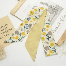 1pc Women's Hairband With Luxury Silk Ribbon, For Tying Hair And Decorating Bags With Silk Scarf - Yellow - View 1