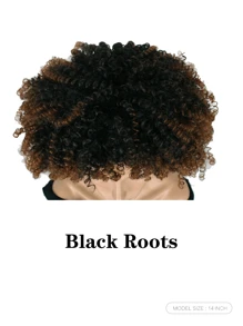 14 Inch Người châu Phi Uốn tóc Biến đổi dần Vàng Sợi tổng hợp Chất xơ Tóc giả Tóc mái , Không có keo Cần thiết , Thích hợp Đối với Mặc hàng ngày - màu nâu - Xem 5