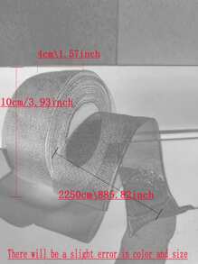 1roll 4cm Wide Ribbon With Bowknot, Silver Sparkly Gift Wrapping Ribbon - Gold - View 2