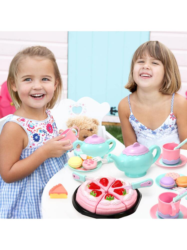 Tagitary Toys Tea Set 52 Pieces Party Play Food for Kids,Princess