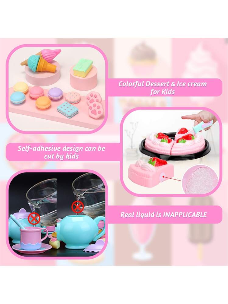 Tagitary Toys Tea Set 52 Pieces Party Play Food for Kids,Princess