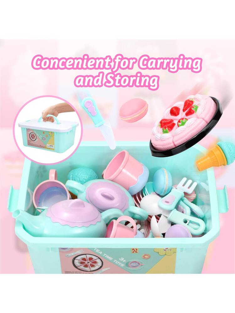 Tagitary Toys Tea Set 52 Pieces Party Play Food for Kids,Princess