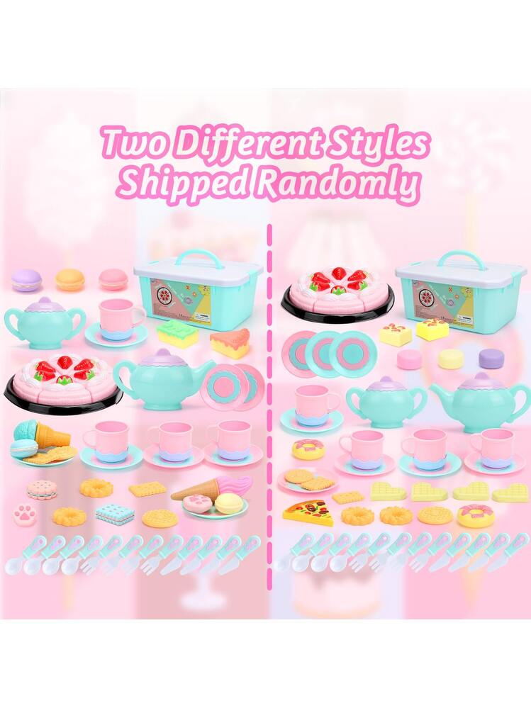 Tagitary Toys Tea Set 52 Pieces Party Play Food for Kids,Princess