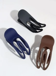 3pcs Women's Solid Color Matte Plastic Alligator Hair Clips, Simple Style For Daily Wear - Multicolor - View 4