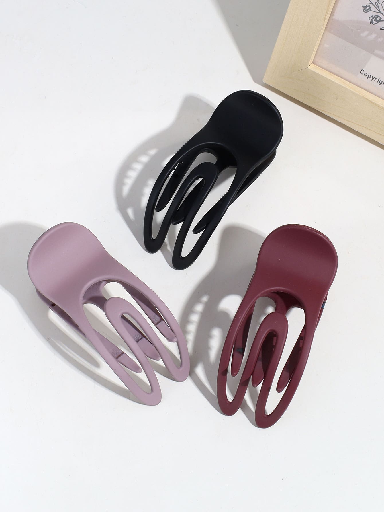 3pcs Solid Color Frosted Plastic Alligator Hair Clip For Women, Simple Design For Daily Wear - Multicolor - View 1