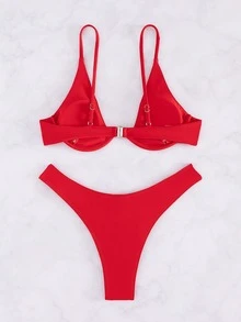 Women's Underwire Bikini Two-Piece Swimwear Summer - Red - View 3