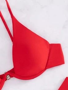 Women's Underwire Bikini Two-Piece Swimwear Summer - Red - View 4