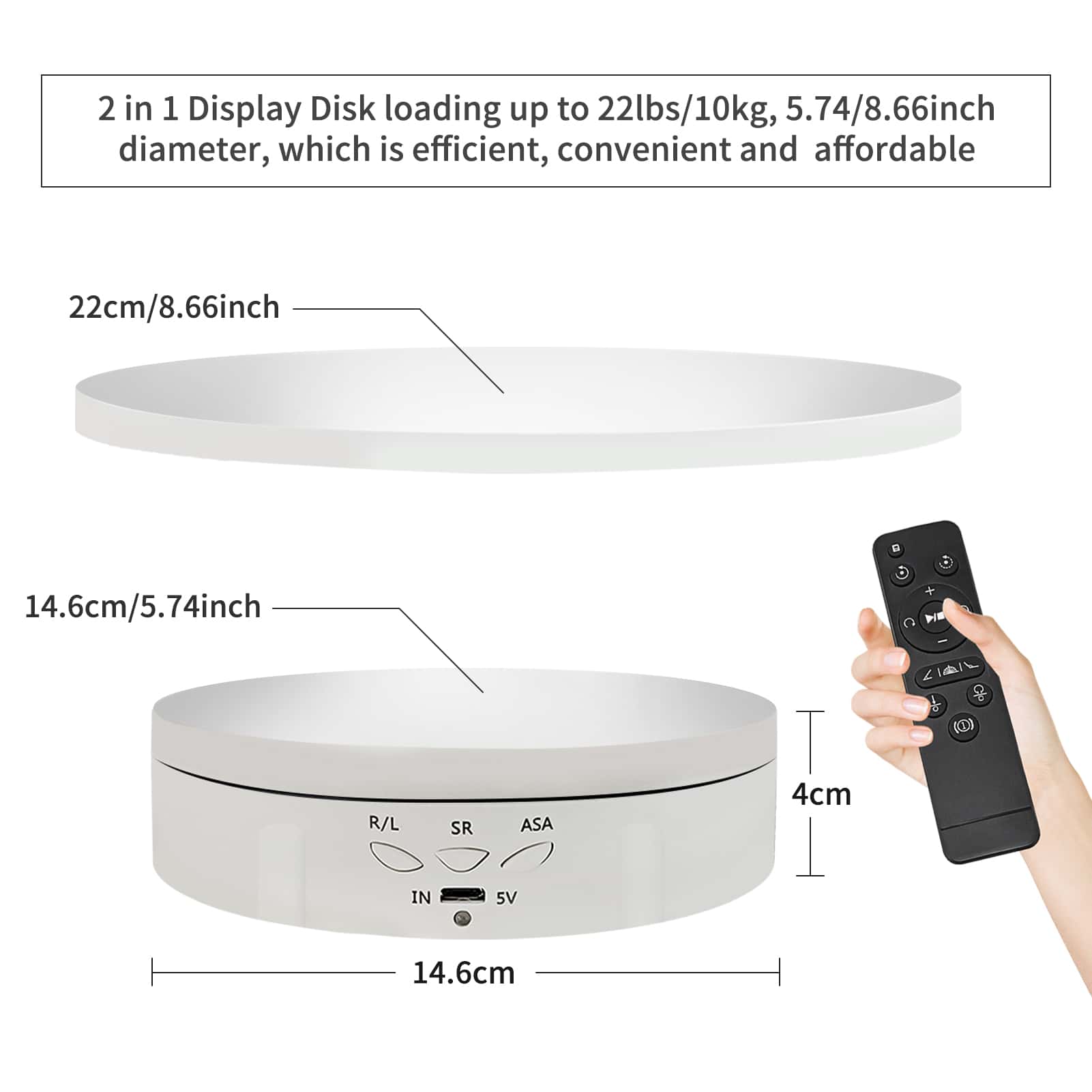 2 in 1 Remote Motorized Rotating Display Stand with Mirror Sticker