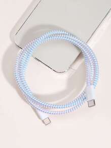 1.5米渐变蓝/粉激光打印数据线，带绕线保护和电镀连接器，线缆保护器，充电器保护器 - 彩色 - 查看 1