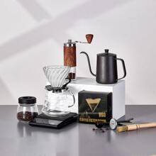 1/5/6/7/8/9/10件便携式咖啡礼盒套装 - 咖啡粉压滤器、滤布、手动手冲咖啡壶 返校季 - 黑色 - 查看 10