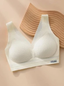 女無鋼圈運動文胸,舒適上托乳房薄杯背心文胸 - 香檳色 - 查看 4