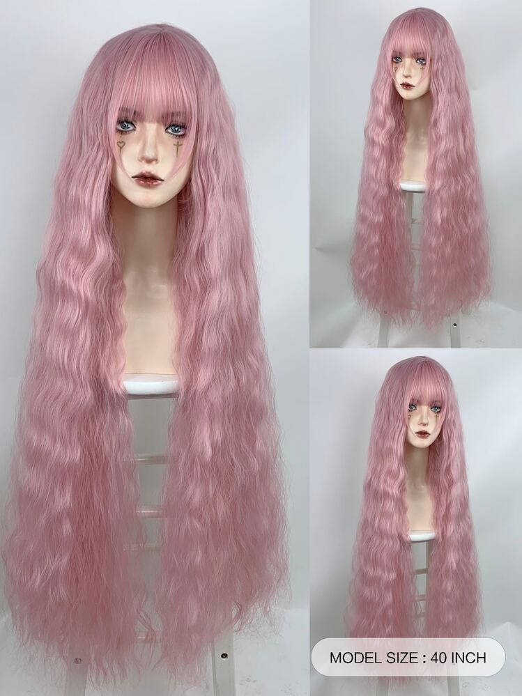 1m 超ロング 波状 合成 ヘアエクステ の中 桜 ピンク 色 , 適す 用
