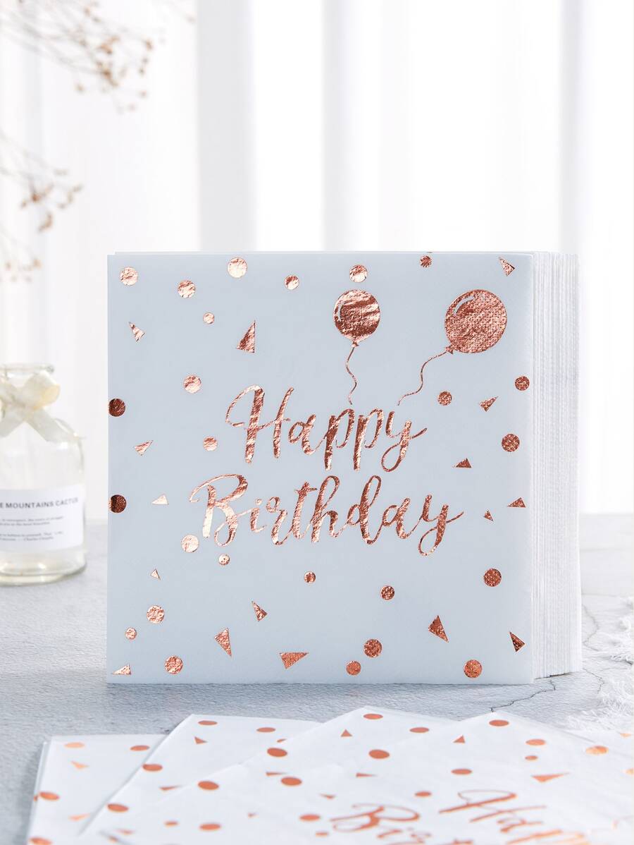 24/48pcs White & Rose Gold Birthday Balloons