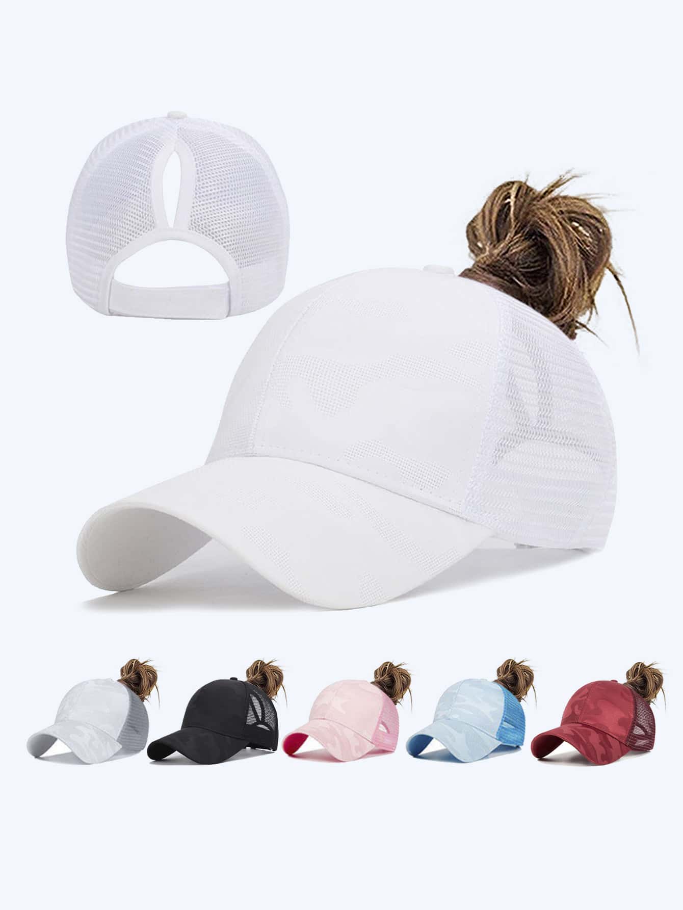 1pc Women Camo Print Trucker Hat - White - View 1