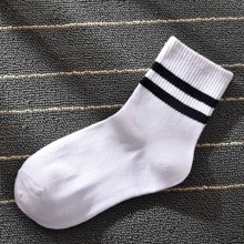 5pairs Men's Socks, Mid Calf/Short Length, Breathable Striped Sport Socks For Spring/Summer, Moisture-Wicking Basketball Socks, For Gym