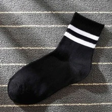 5pairs Men's Socks, Mid Calf/Short Length, Breathable Striped Sport Socks For Spring/Summer, Moisture-Wicking Basketball Socks, For Gym