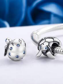 1入組海龜珠子DIY吊墜珠子吊墜S925純銀女士們首飾類適合女士創意可愛手環和項鏈配件精細的珠寶製作禮品適合女孩