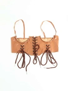 Lace Up Harness Belt - Camel - View 2