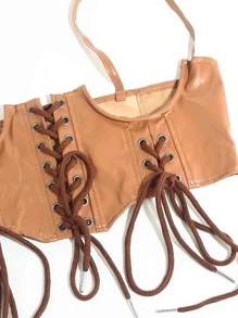 Lace Up Harness Belt - Camel - View 4