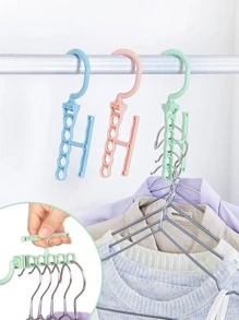 1 pieza multifuncional nueve hoyos Percha , Organizador de guardarropa Tendedero - Azul - Ver 2