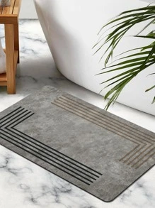 1 pièce Motif Géométrique Tapis De Plancher , Simple Moderne Style En Polyester Fibre & Terre rectangle Design Multifonctionnel Absorption De L'Eau Tapis Antidérapant Adapté Pour Salle De Bain , Entrée , Salon , Cuisine , Toilette , Couloir , Table De Toilette , Chevet , Imprimé Tapis De Plancher