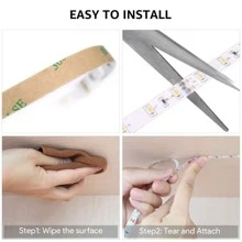 直流 5v USB 供電 30 Led 燈帶運動感應器和手波控制，暖白光適合電視/廚房/櫥櫃裝飾 - 黑色 - 查看 8