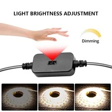 直流 5v USB 供電 30 Led 燈帶運動感應器和手波控制，暖白光適合電視/廚房/櫥櫃裝飾 - 黑色 - 查看 5