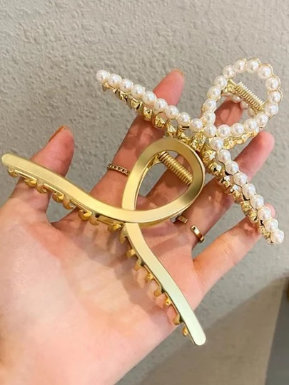 1 Stück Metall Krallen Clip mit eleganter großer Perle, minimalistischer Legierungs-Haarklammer für hochgesteckte Frisuren, Modezubehör für Haare, Haarklammer für Sommeroutfits für Frauen