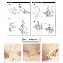 1 件手工 3D 模型 - 帆船，3D 拼图，亲子互动积木拼图，7.87 英寸 X7.09 英寸 X2.99 英寸 - 米色 - 查看 5