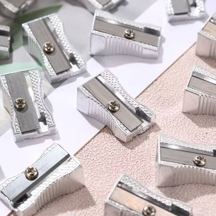 1套/4入組創意鋁合金卷筆刀,單孔,金屬鉛筆切片機,學生寫作用品