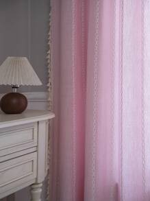 Pink Tassel Curtains For Bedroom - Pink - View 10