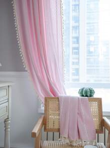 Pink Tassel Curtains For Bedroom - Pink - View 8