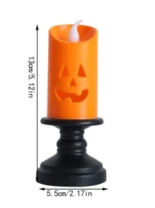 1pc Halloween Decorative Candlestick Pumpkin Shaped Led Candle Light Creative Ornament Night Lamp Oil Lamp