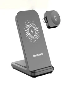 1pc Black 3-in-1 Fast Wireless Charger Stand Compatible With Samsung Galaxy Z Flip S22 S21 S20 S10 Ultra Note Galaxy Watch 5 4 Galaxy Buds Airpods 2 3 Pro (only Compatible With Samsung Watch, Not Compatible With Apple Watch And Other Brand Watches) - Black - View 1
