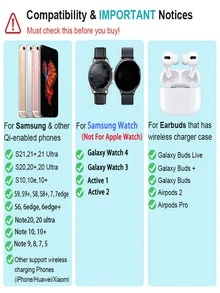 1pc Black 3-in-1 Fast Wireless Charger Stand Compatible With Samsung Galaxy Z Flip S22 S21 S20 S10 Ultra Note Galaxy Watch 5 4 Galaxy Buds Airpods 2 3 Pro (only Compatible With Samsung Watch, Not Compatible With Apple Watch And Other Brand Watches) - Black - View 5