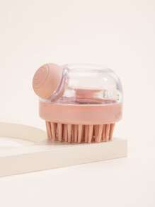 Silicone Head Body Massager Push-Type Silicone 1 Piece Massage Shampoo Brush Pet Bath Brush With Liquid Addition, Dog Massage Brush Cat Bath Brush, Body Shower Brush Bath Spa Weight Loss Massage Brush Hair Brush Comb - Pink - View 5