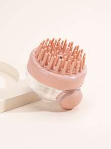 Silicone Head Body Massager Push-Type Silicone 1 Piece Massage Shampoo Brush Pet Bath Brush With Liquid Addition, Dog Massage Brush Cat Bath Brush, Body Shower Brush Bath Spa Weight Loss Massage Brush Hair Brush Comb - Pink - View 4