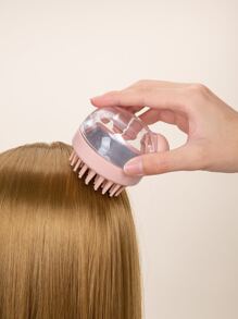 Silicone Head Body Massager Push-Type Silicone 1 Piece Massage Shampoo Brush Pet Bath Brush With Liquid Addition, Dog Massage Brush Cat Bath Brush, Body Shower Brush Bath Spa Weight Loss Massage Brush Hair Brush Comb - Pink - View 3