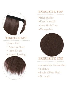 Clip in Ponytail Extension Wrap Around Straight Ponytail Natural Soft Synthetic Hairpiece for Women - Mocha Brown - View 6