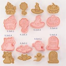 8pcs/Set Cartoon Biscuit Molds, Pumpkin & Ghost Shaped Baking Tools For Homemade Icing Cookies - Pink - View 6