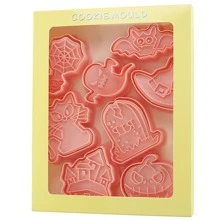 8pcs/Set Cartoon Biscuit Molds, Pumpkin & Ghost Shaped Baking Tools For Homemade Icing Cookies - Pink - View 2