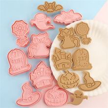 8pcs/Set Cartoon Biscuit Molds, Pumpkin & Ghost Shaped Baking Tools For Homemade Icing Cookies - Pink - View 3