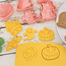 8pcs/Set Cartoon Biscuit Molds, Pumpkin & Ghost Shaped Baking Tools For Homemade Icing Cookies - Pink - View 7