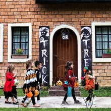 2入組/套萬聖節搗蛋門廊標誌萬聖節前聖誕節裝飾萬聖節門廊橫幅歡迎標誌萬聖節門花園前門家居戶外庭院派對裝飾用品 - 黑與白 - 查看 6