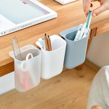 1pc Plastic Desk Edge Mounted Pen Holder For Office, Expandable Desktop Storage Organizer - White - View 4