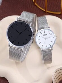 1 Set Orologi per Coppie, Orologi al Quarzo di Moda per Coppie e Collane a Forma di Cuore Magnetiche, Perfetti per Uso Quotidiano, Regali di Compleanno, Feste, Raduni Festivi e Come Regalo Ideale per Se Stessi o per Gli Amici. Scatole Non Incluse