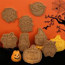 8pcs/set Cartoon Halloween Biscuit Mold, Pumpkin Vampire Cookie Cutter Fondant Cake Baking Tools - Pink - View 7