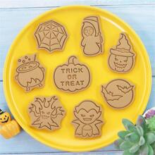8pcs/set Cartoon Halloween Biscuit Mold, Pumpkin Vampire Cookie Cutter Fondant Cake Baking Tools - Pink - View 6