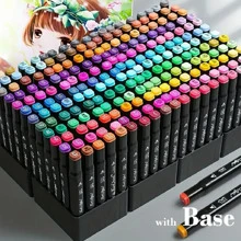 168色雙頭素描筆與底座套裝,適用於美術繪畫漫畫設計,顏色隨機 - 彩色 - 查看 1